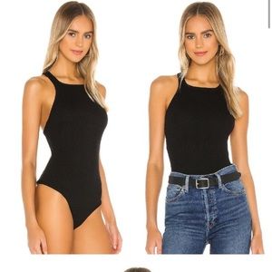 ALIX ribbed black bodysuit size small